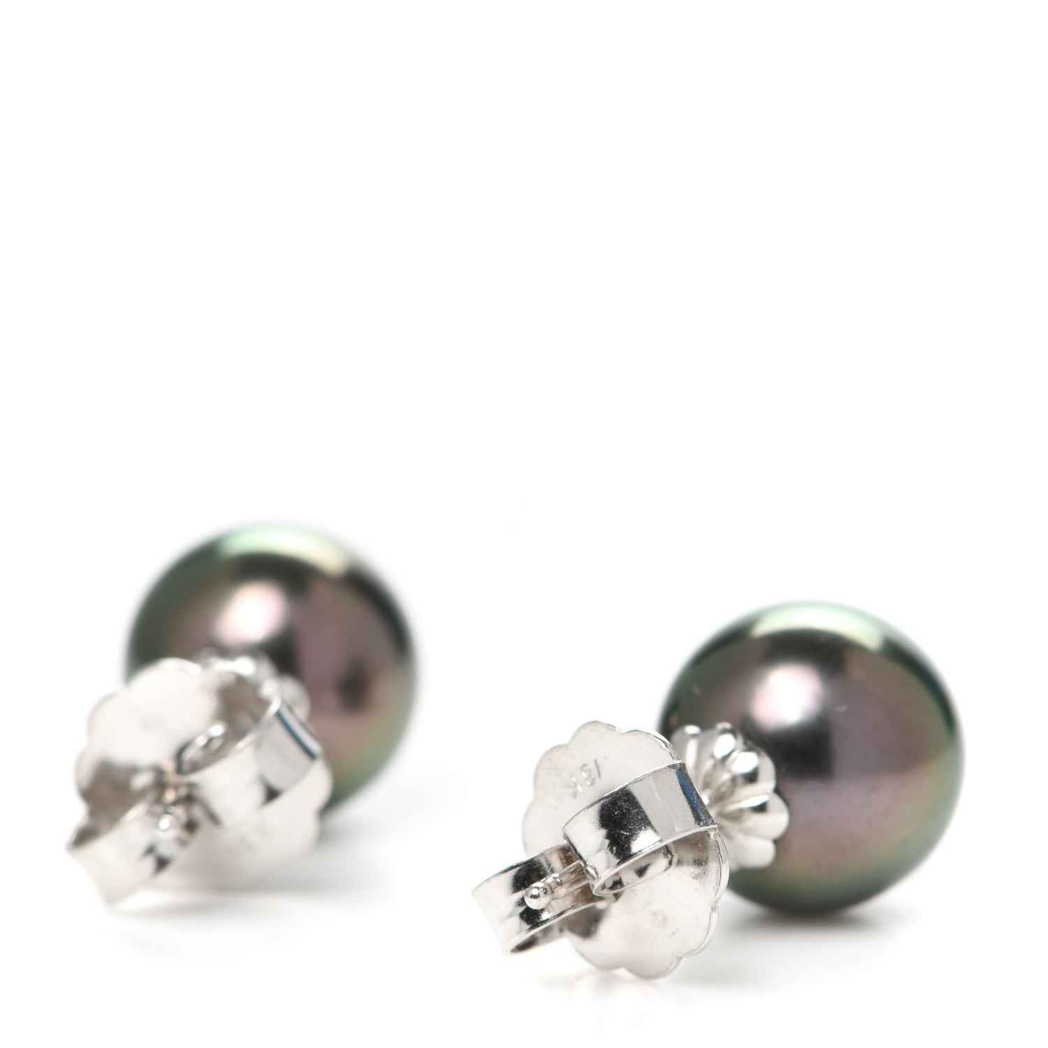 Mikimoto 18K White Gold Black South Sea Pearl 11mm Stud Earrings 3 of 4