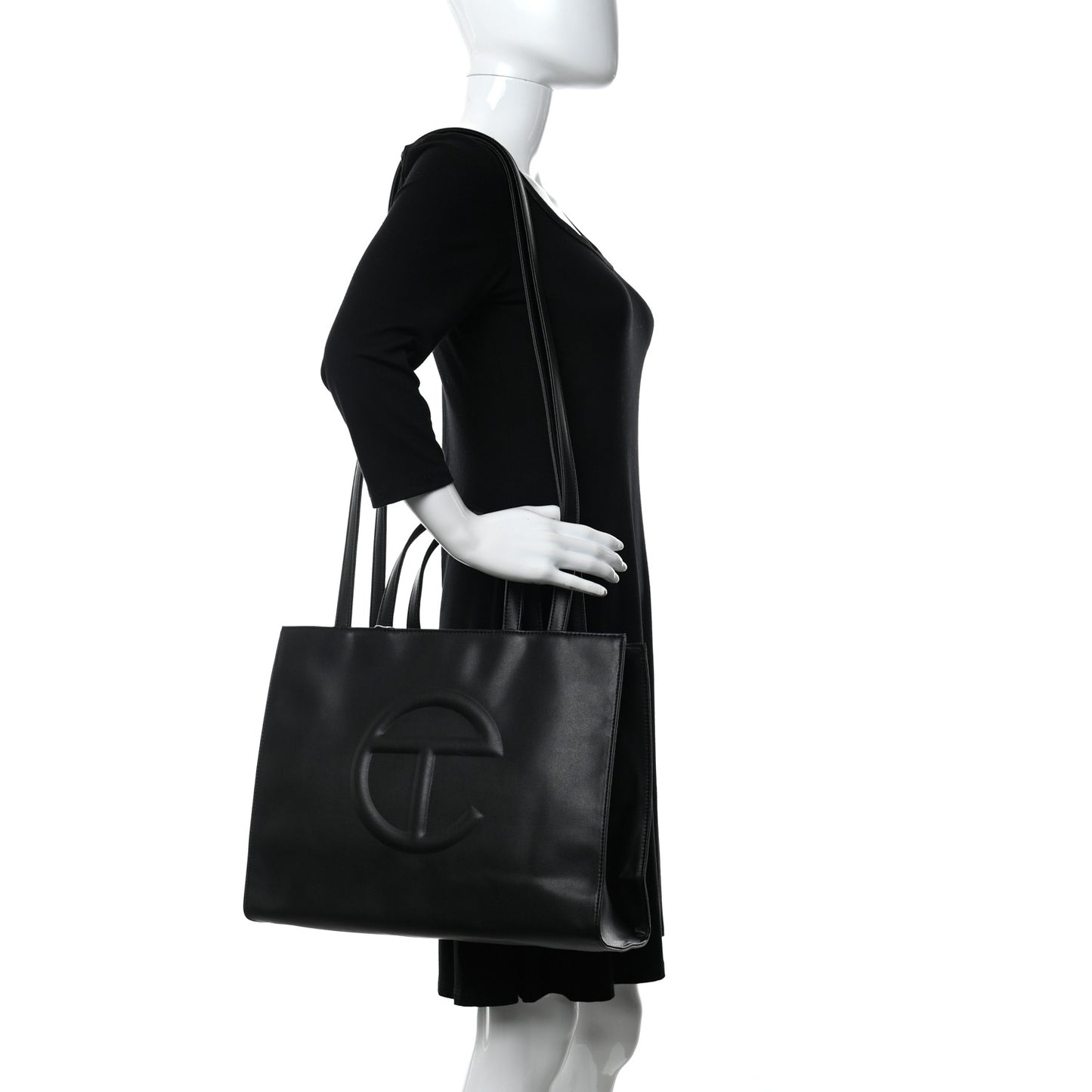 Vegan Leather Medium Shopping Bag Black