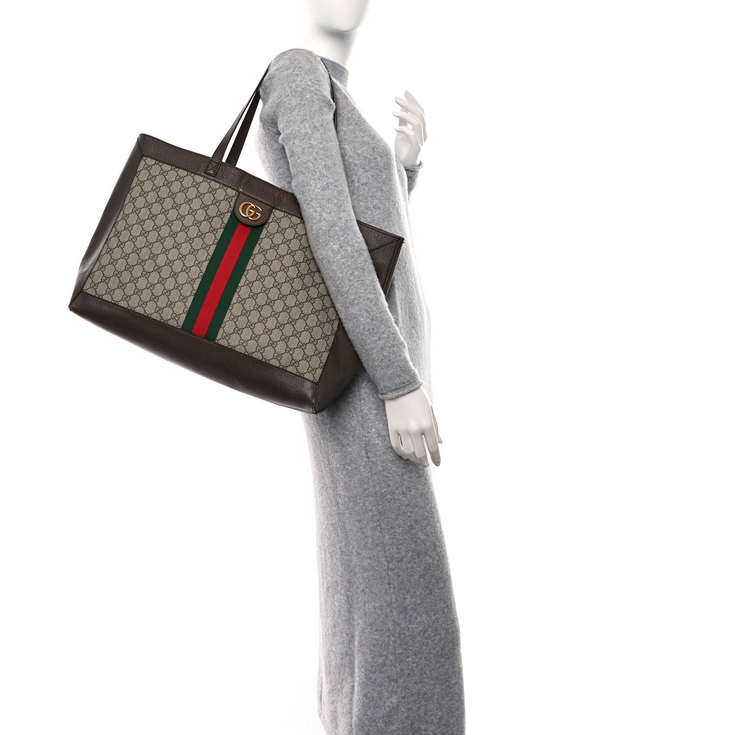 Gucci GG Supreme Monogram Web Ophidia Tote Brown 2 of 10