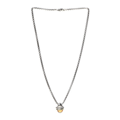 David Yurman Sterling Silver 14K Yellow Gold Citrine Acorn Pendant Necklace 3 of 6