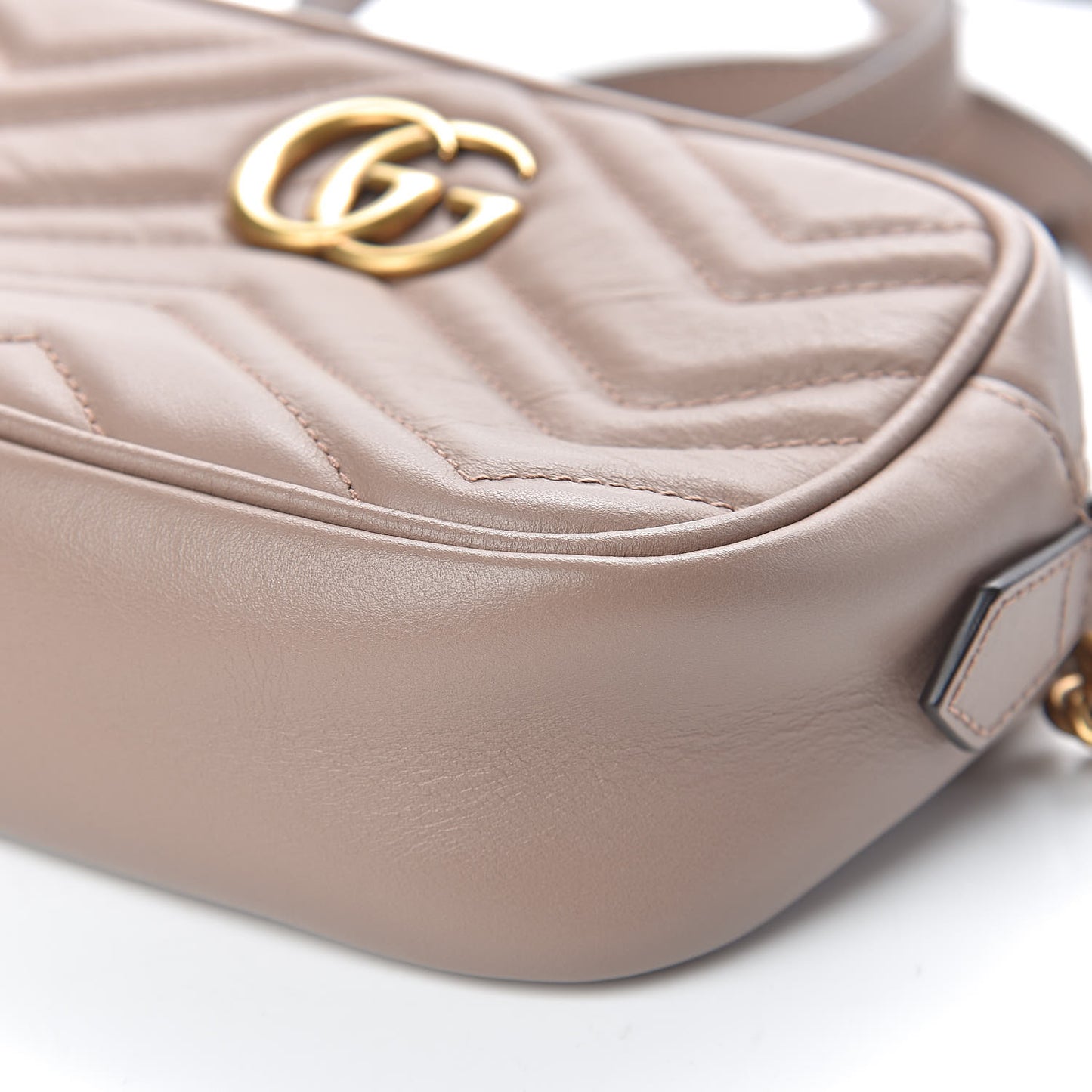 Calfskin Matelasse Mini GG Marmont Chain Shoulder Bag Nude