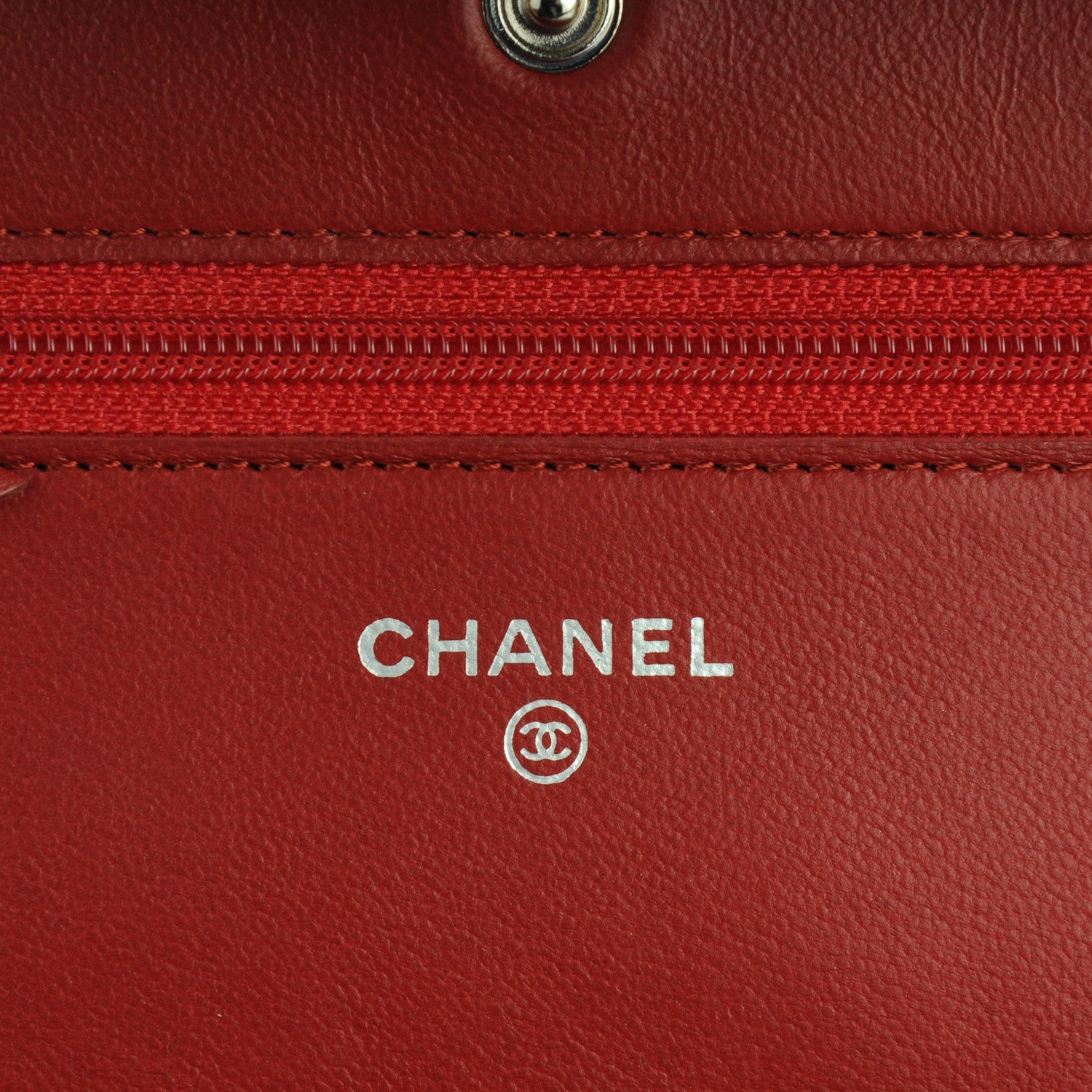 Chanel Lambskin Quilted Wallet On Chain WOC Red 6 of 8