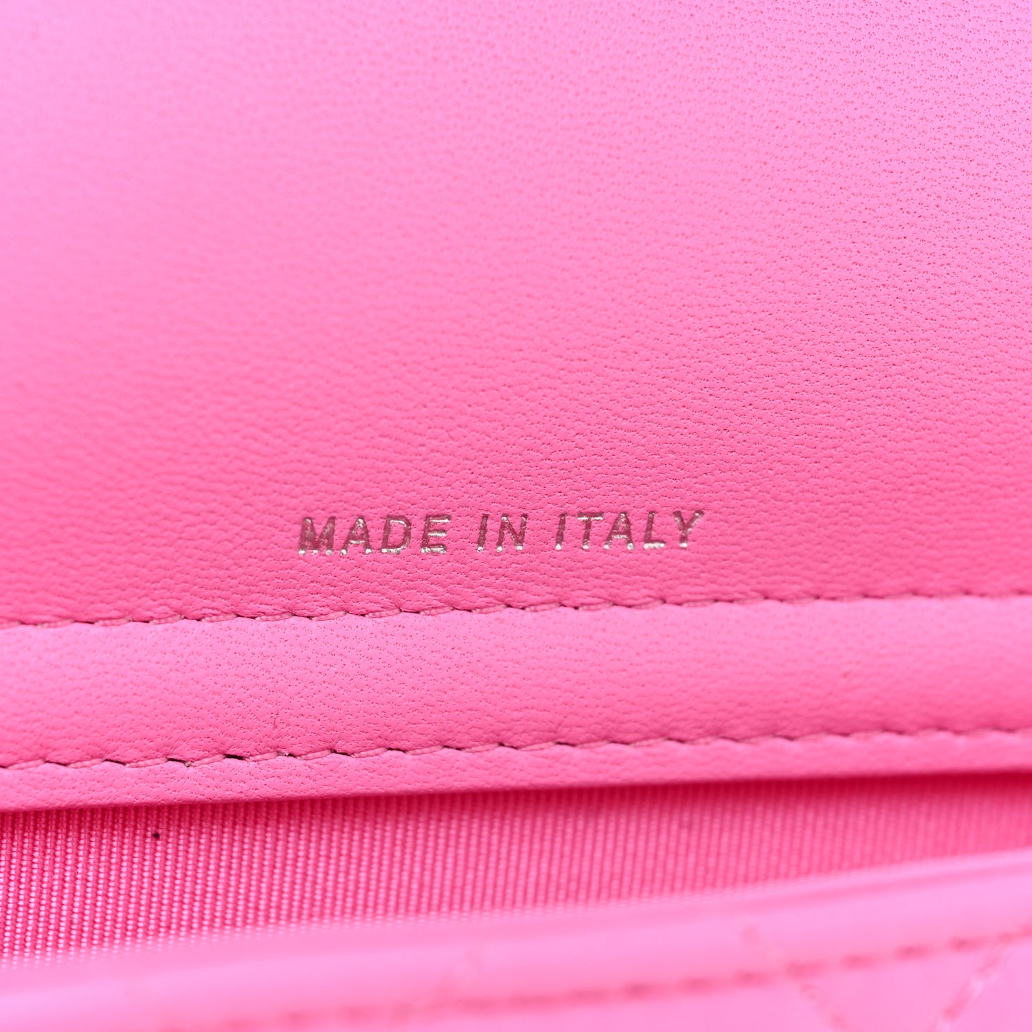 Lambskin Quilted Flap Phone Holder With Chain Neon Pink