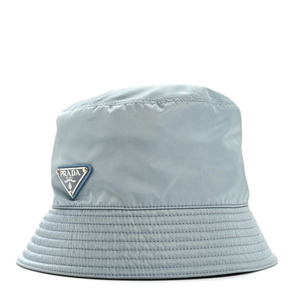 Prada Re-Nylon Metal Triangle Logo Womens Bucket Hat M Celeste 1 of 8