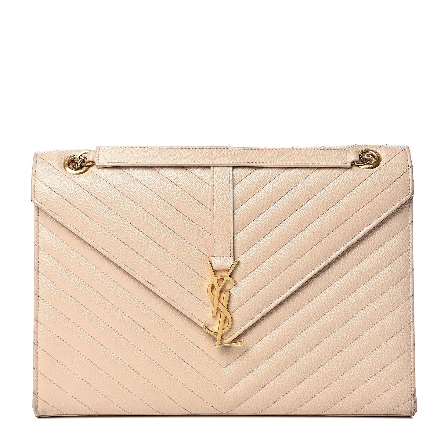 Grain De Poudre Matelasse Chevron Large Monogram Satchel Nude Powder