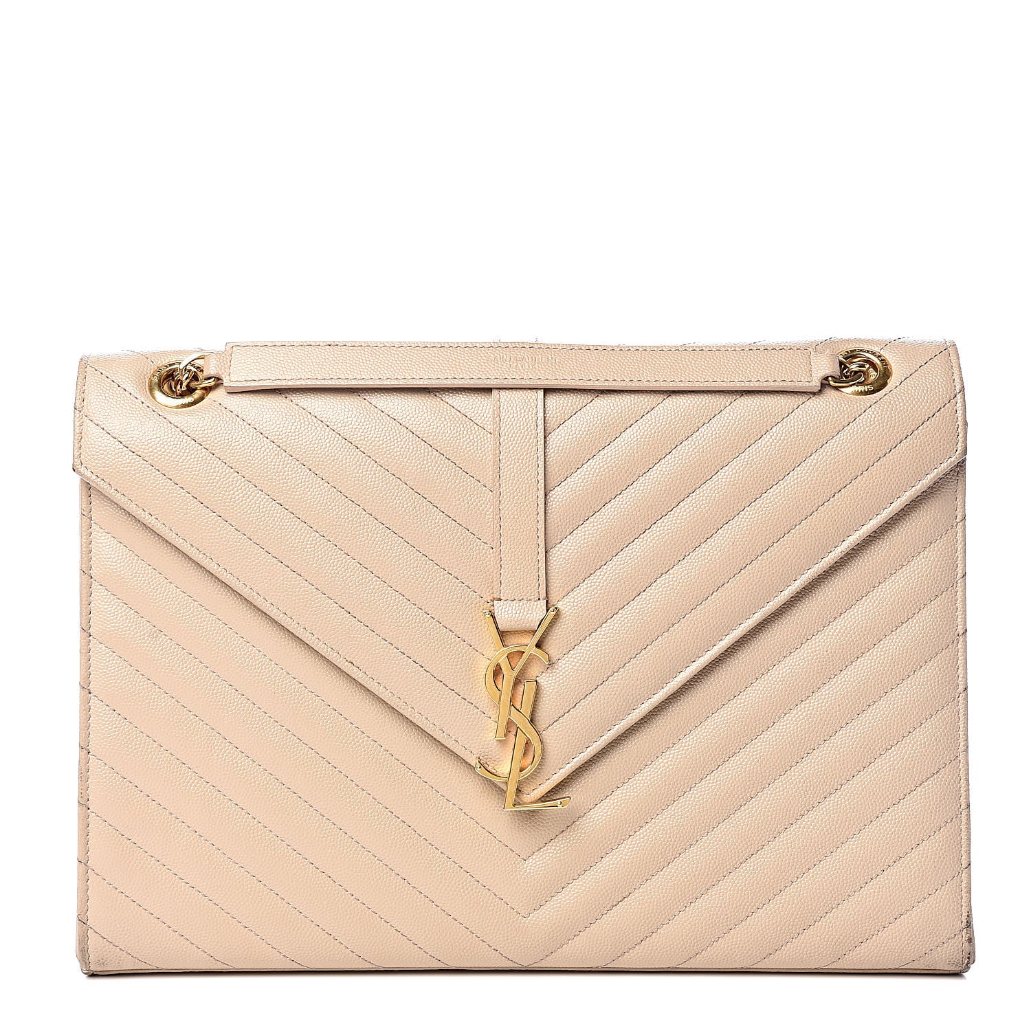 Saint Laurent Grain De Poudre Matelasse Chevron Large Monogram Satchel Nude Powder 1 of 18