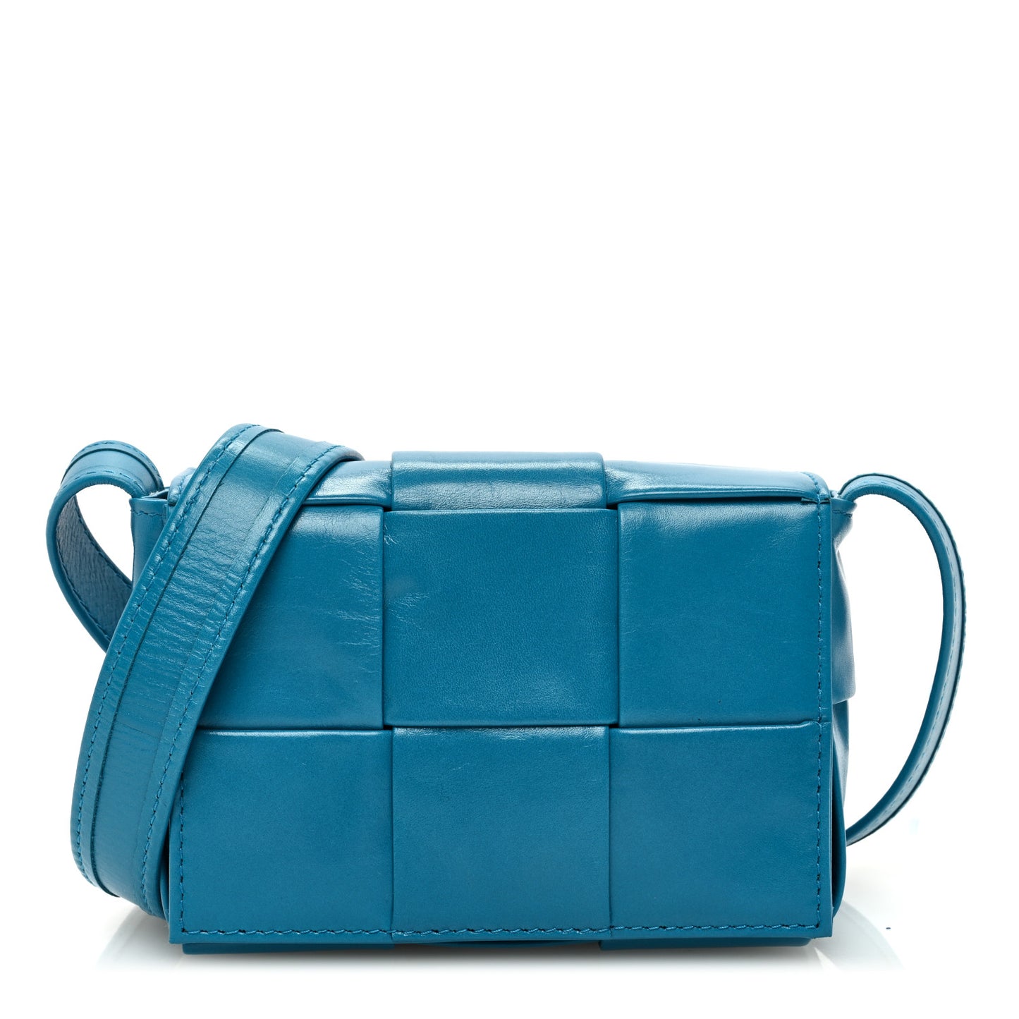 Crinkled Lambskin Maxi Intrecciato Extra Mini Cassette Crossbody Bag Blueprint