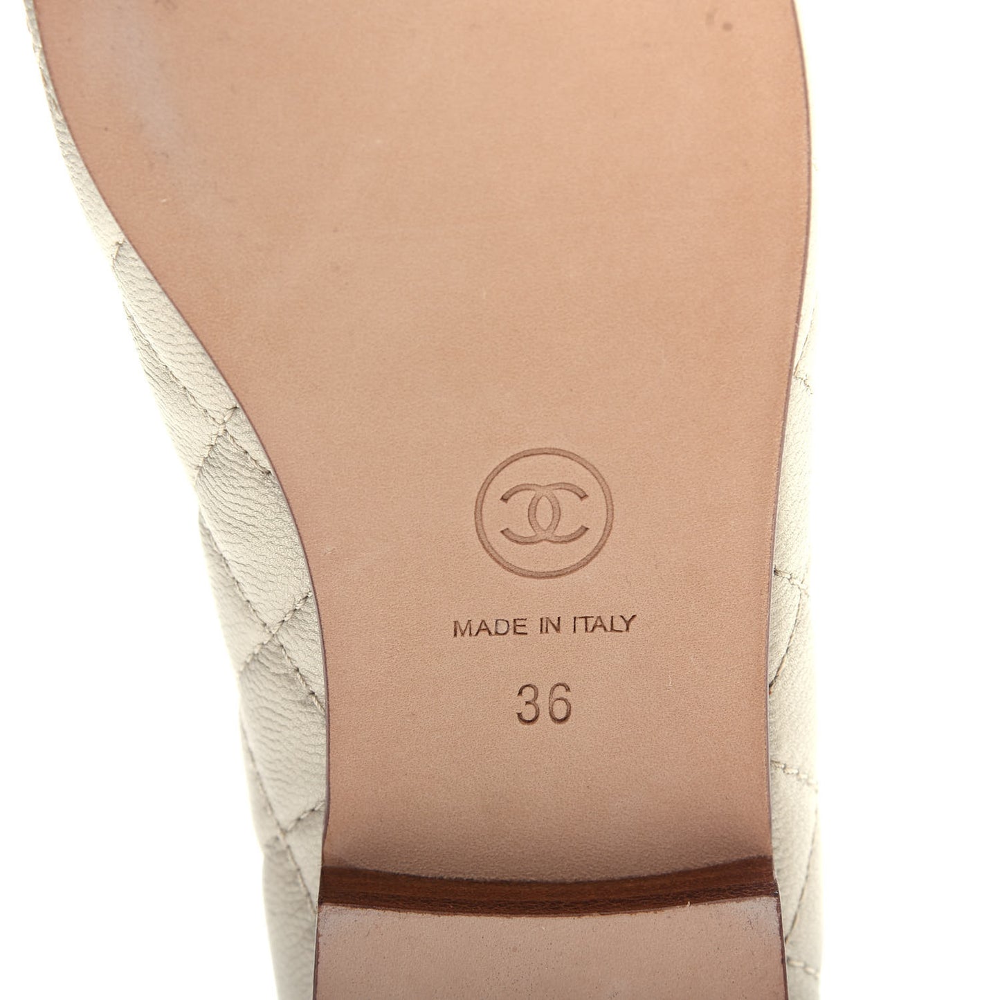 Metallic Caviar Quilted Cap Toe Ballerina Flats 36 Gold