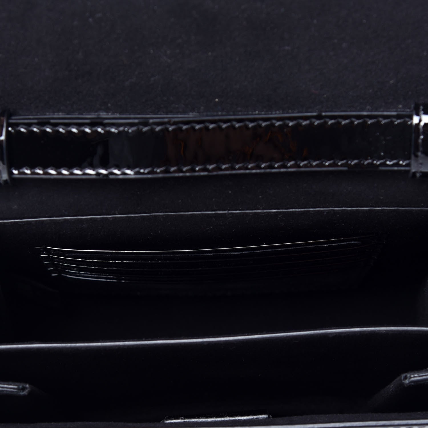 Fendi Vitello Vernice Mou Karligraphy Crossbody Bag Black 5 of 9