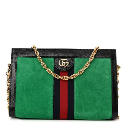 Gucci Suede Patent Web Small Ophidia Chain Shoulder Bag New Shamarock Black 1 of 10