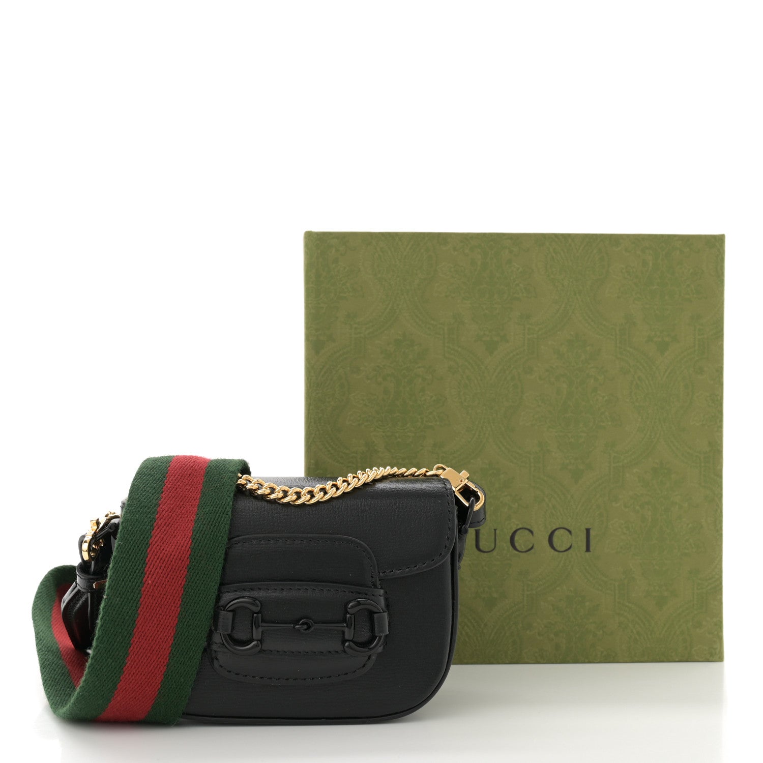 Gucci Azalea Calfskin Web Monochrome Horsebit 1955 Wallet On Strap  Black 11 of 11