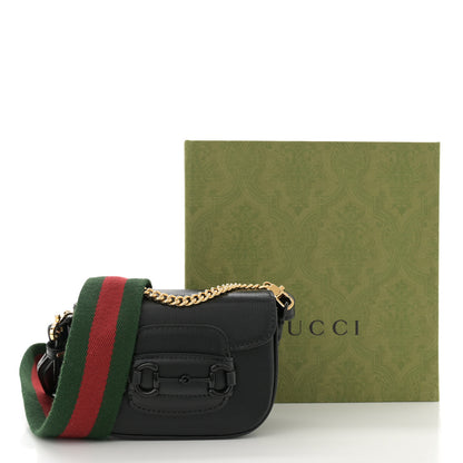 Gucci Azalea Calfskin Web Monochrome Horsebit 1955 Wallet On Strap  Black 11 of 11