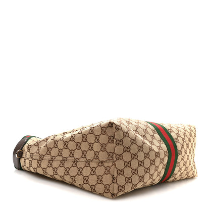 Gucci GG Monogram Web Large Giglio Tote Beige Brown 5 of 10
