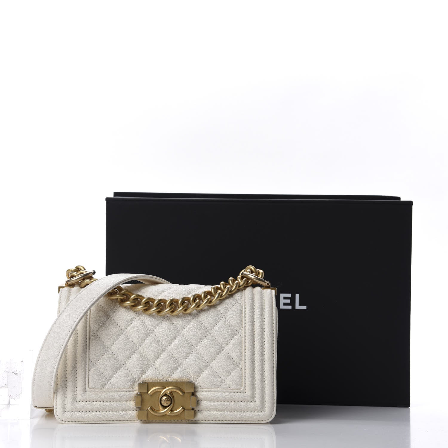 Chanel Caviar Quilted Small Boy Flap White 11 of 11