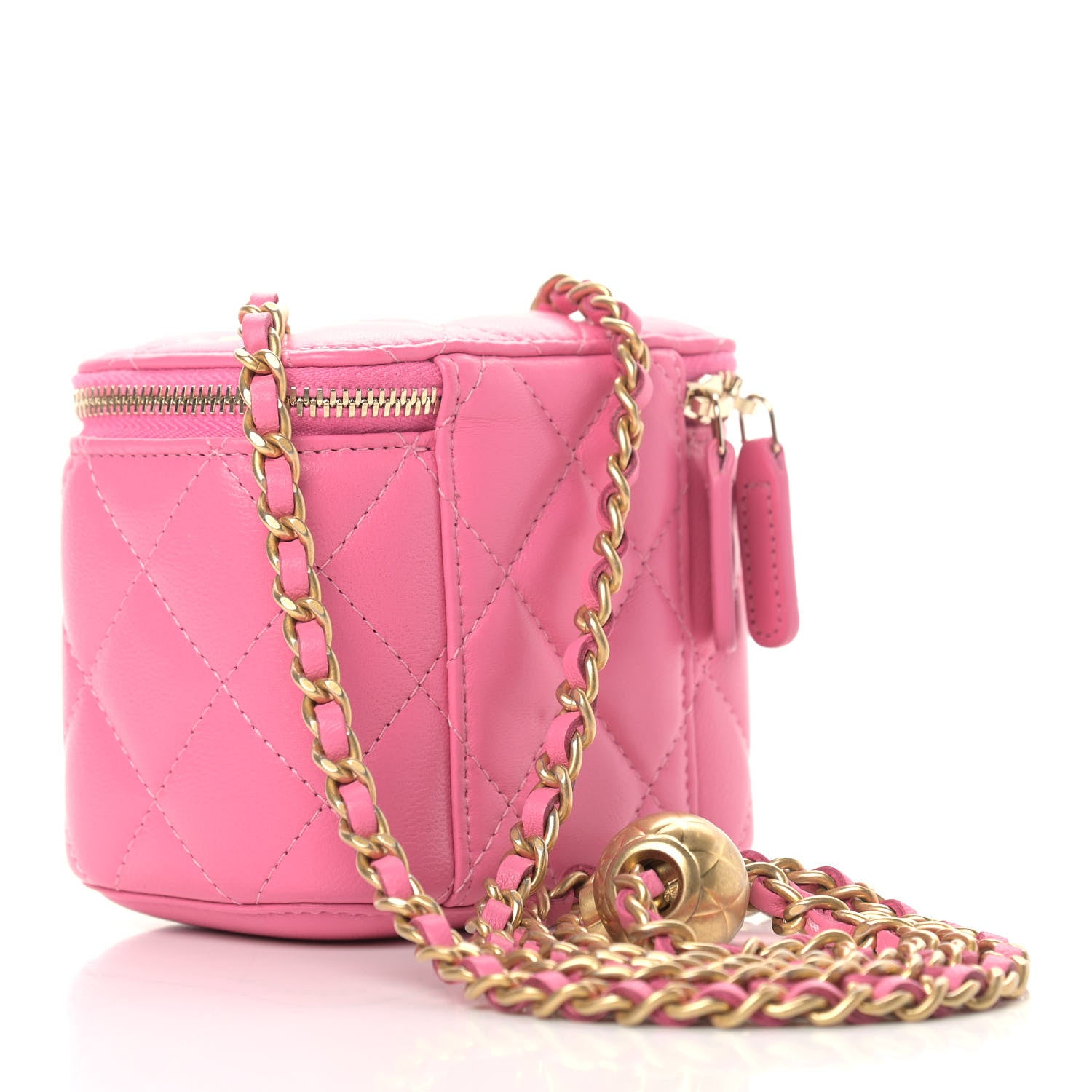 Chanel Lambskin Quilted Pearl Crush Mini Vanity Case With Chain Pink 3 of 10