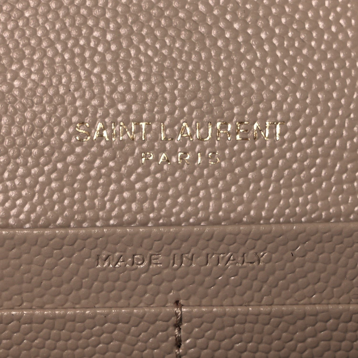 Saint Laurent Grain De Poudre Mixed Matelasse Triquilt Monogram Chain Wallet Dark Beige 15 of 22