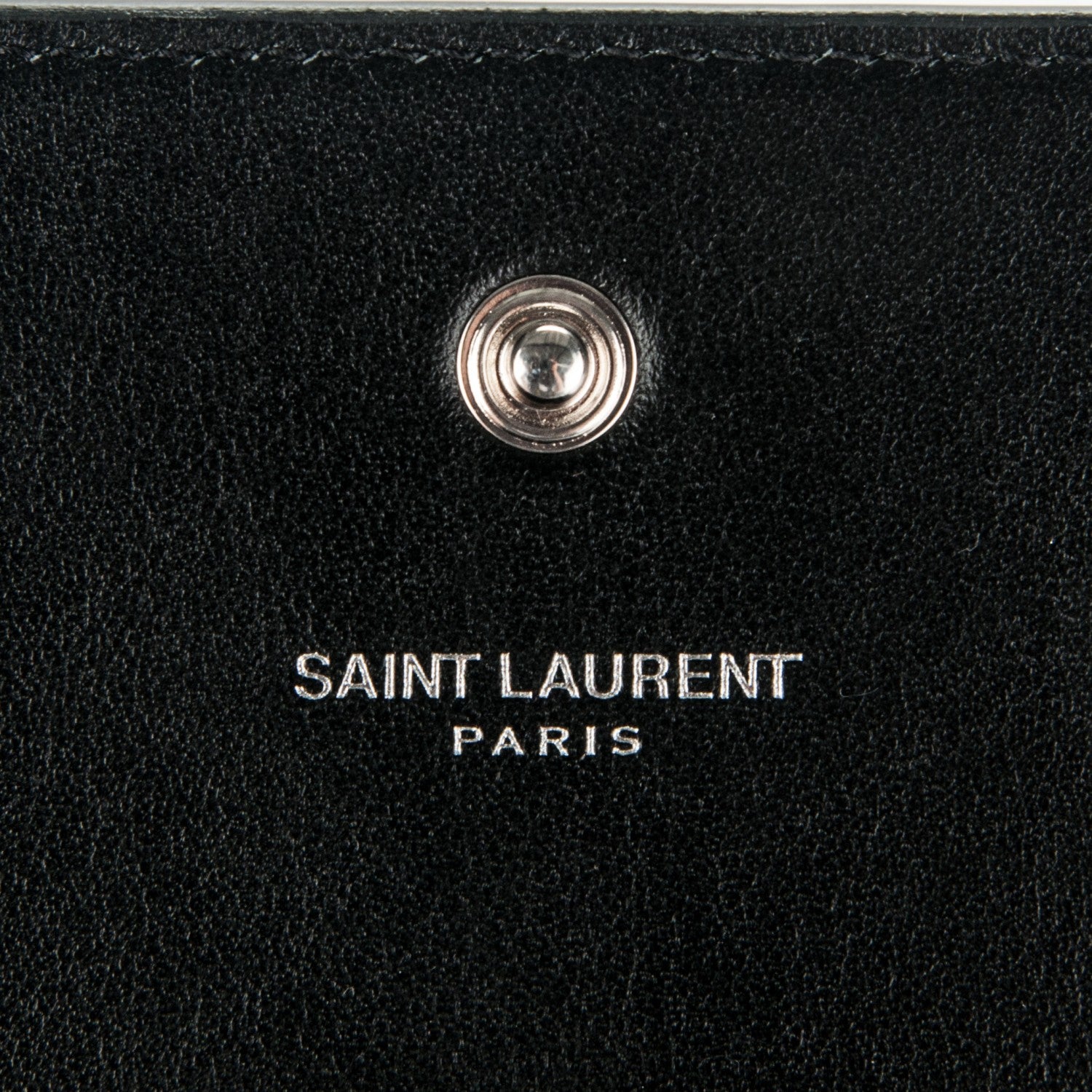 Saint Laurent Calfskin Crocodile Embossed Monogram Chain Wallet Nero Black 6 of 7