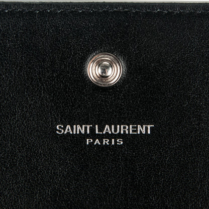 Saint Laurent Calfskin Crocodile Embossed Monogram Chain Wallet Nero Black 6 of 7