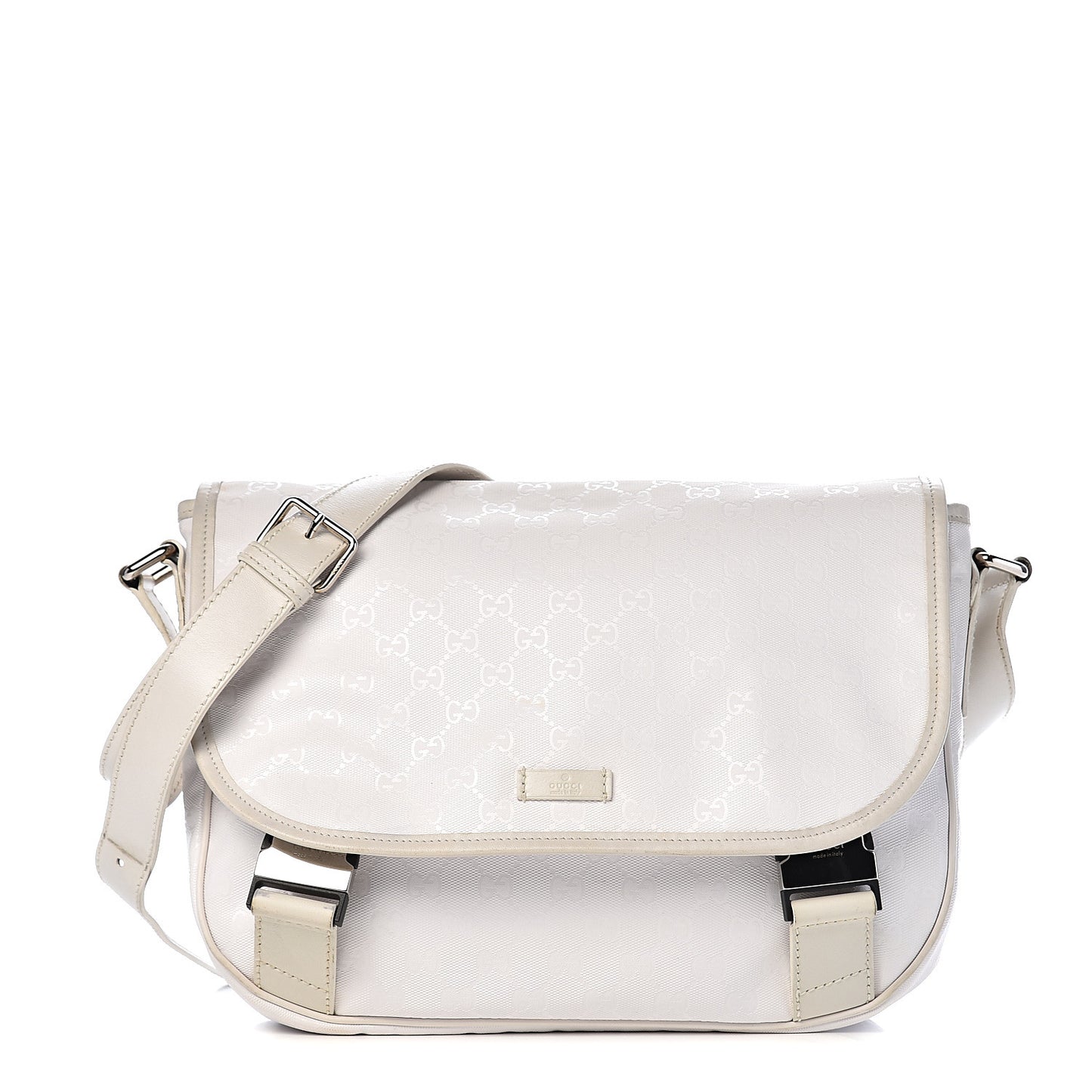 Imprime Monogram Medium Double Buckle Flap Messenger Bag White