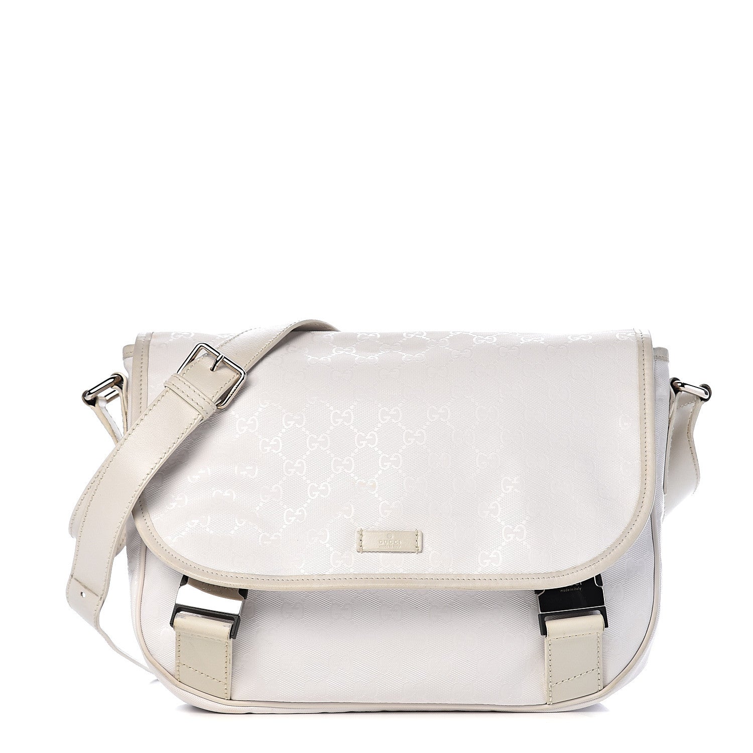 Gucci Imprime Monogram Medium Double Buckle Flap Messenger Bag White 1 of 16