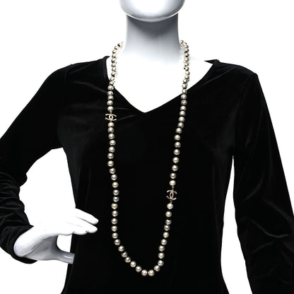 Chanel Pearl Grosgrain CC Long Necklace Gold 2 of 5
