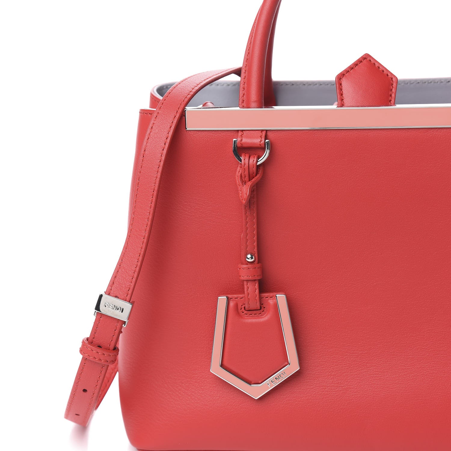 Fendi Vitello Dolce Century Petite 2Jours Tote Fiamma Ardesia 9 of 9
