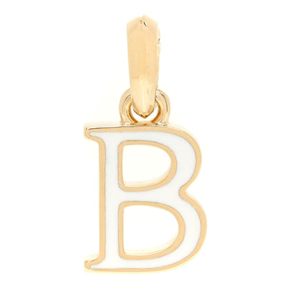 David Yurman 18K Yellow Gold Enamel Initial B Charm Pendant White 1 of 3
