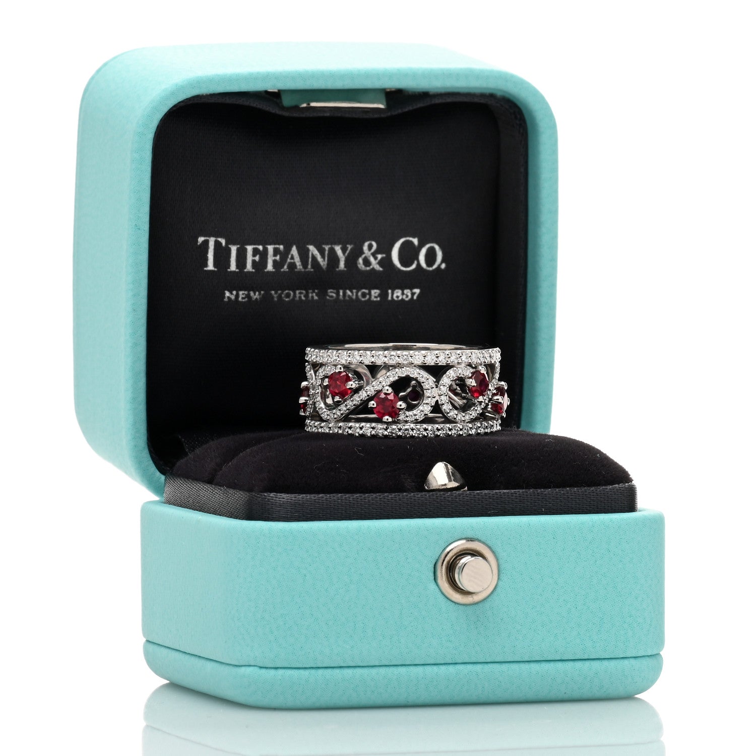 Tiffany Platinum Diamond Ruby Enchant Scroll Ring 53 6.25 5 of 5