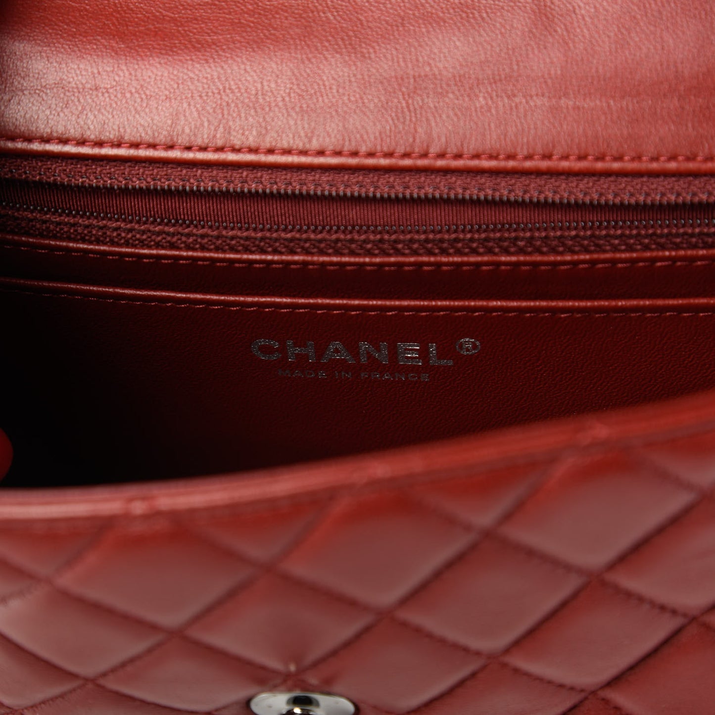 Lambskin Quilted Mini Rectangular Flap Red
