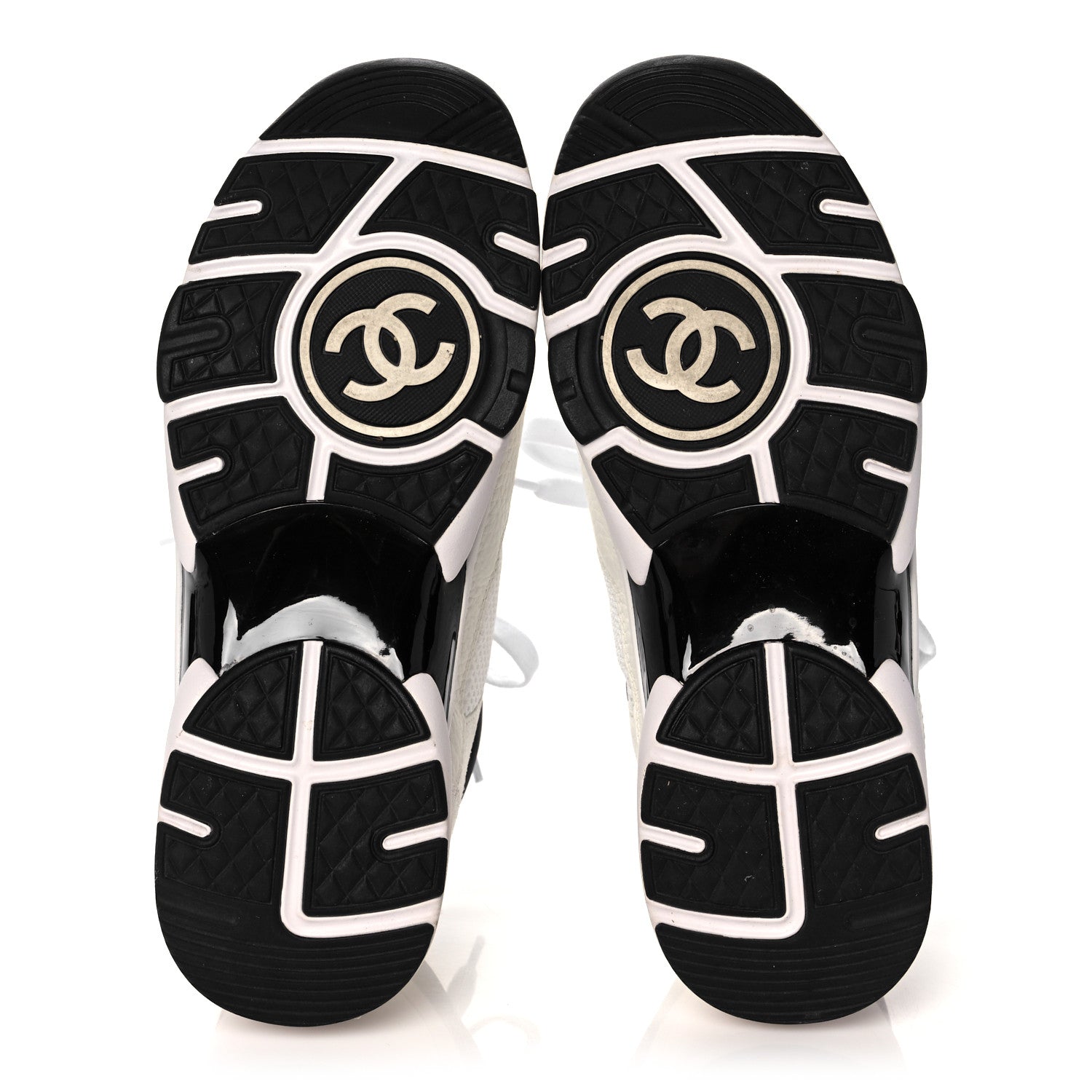 Chanel Mesh Suede Calfskin Grained Calfskin Womens CC Sneakers 39 White Black 5 of 8