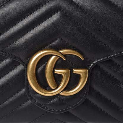 Gucci Calfskin Matelasse GG Marmont Chain Wallet Black 8 of 11