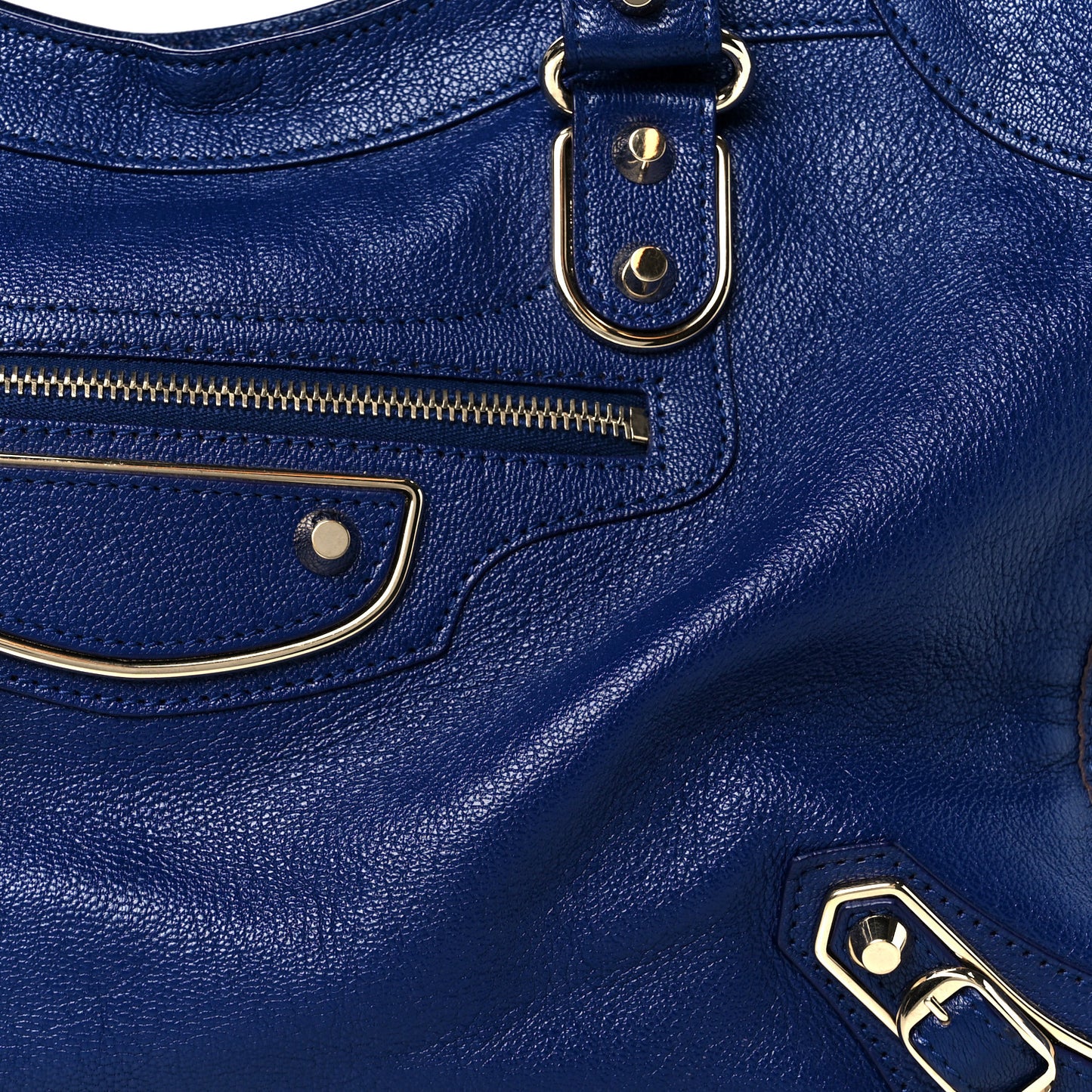 Chevre Gold Metallic Edge Hardware City Bleu Roi