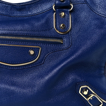 Balenciaga Chevre Gold Metallic Edge Hardware City Bleu Roi 9 of 11
