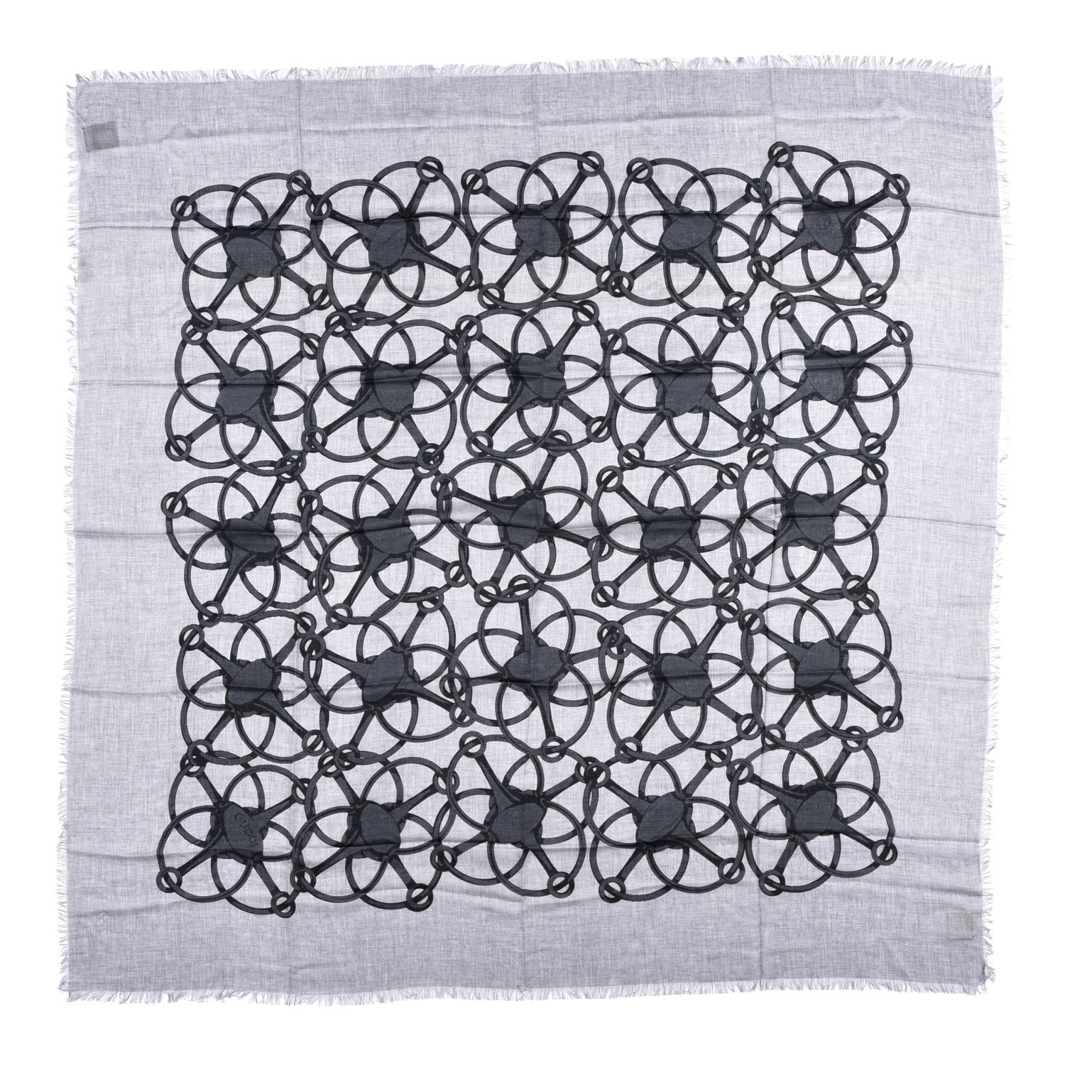 Gucci Modal Wool Hildash Square Shawl Zinc Medium Grey 1 of 4