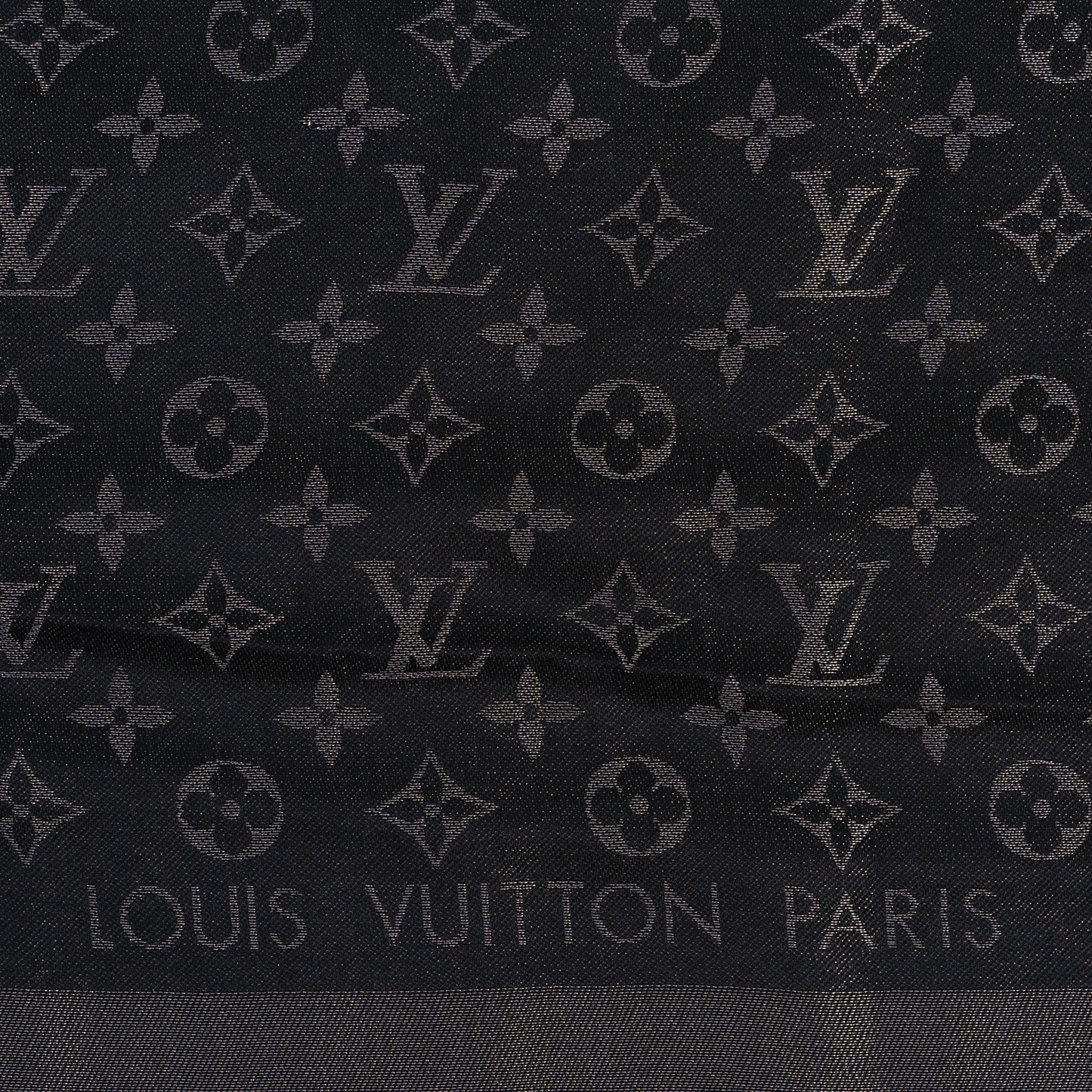 Silk Wool Monogram Denim Shawl Black