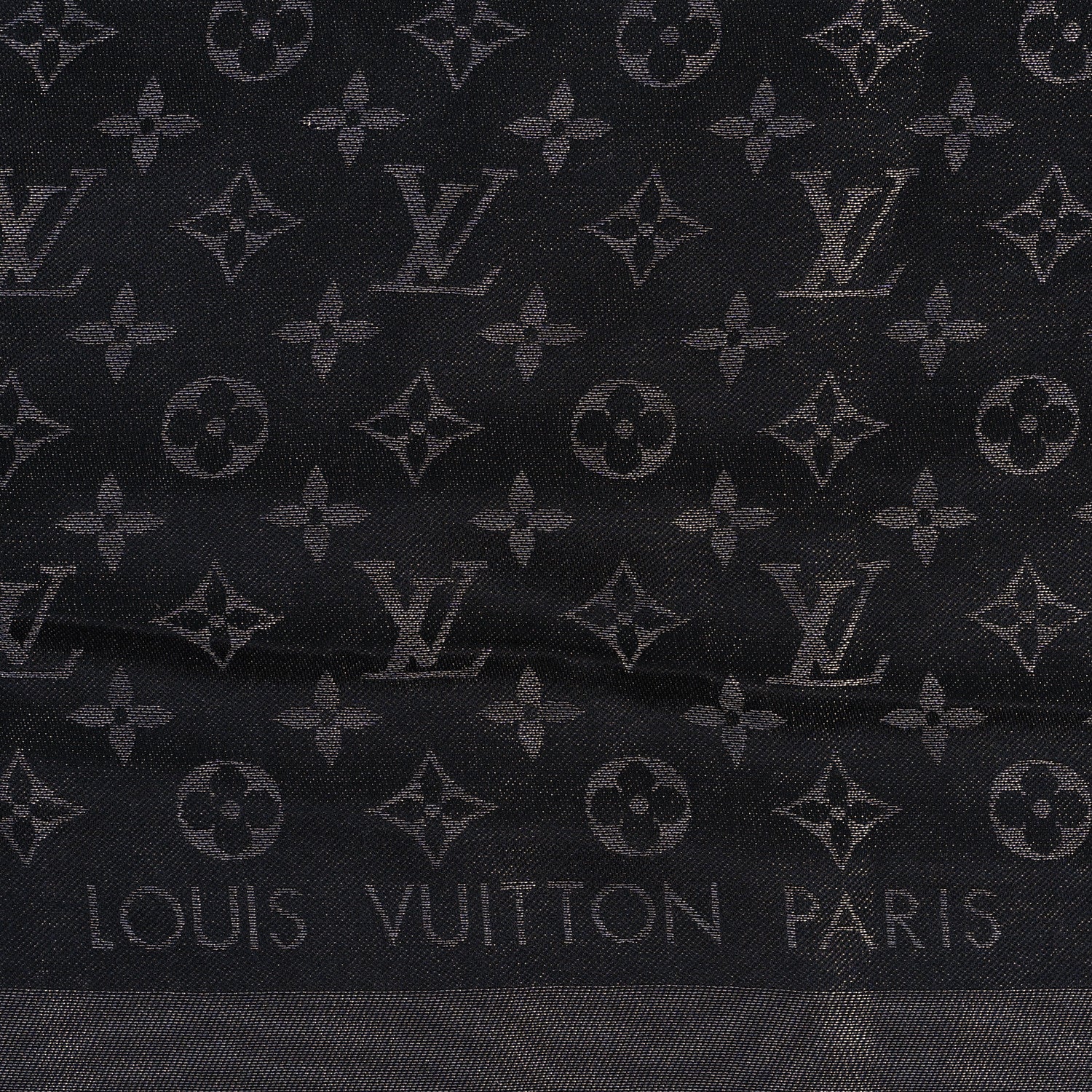 Louis Vuitton Silk Wool Monogram Denim Shawl Black 2 of 3