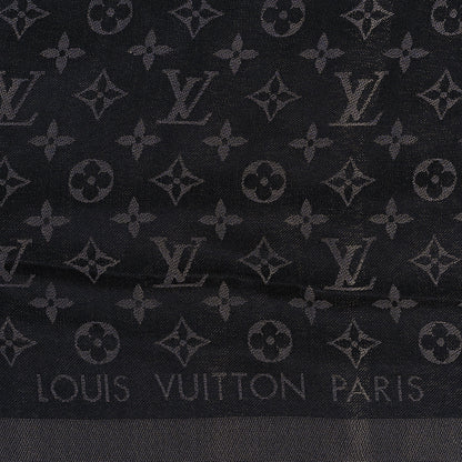 Louis Vuitton Silk Wool Monogram Denim Shawl Black 2 of 3
