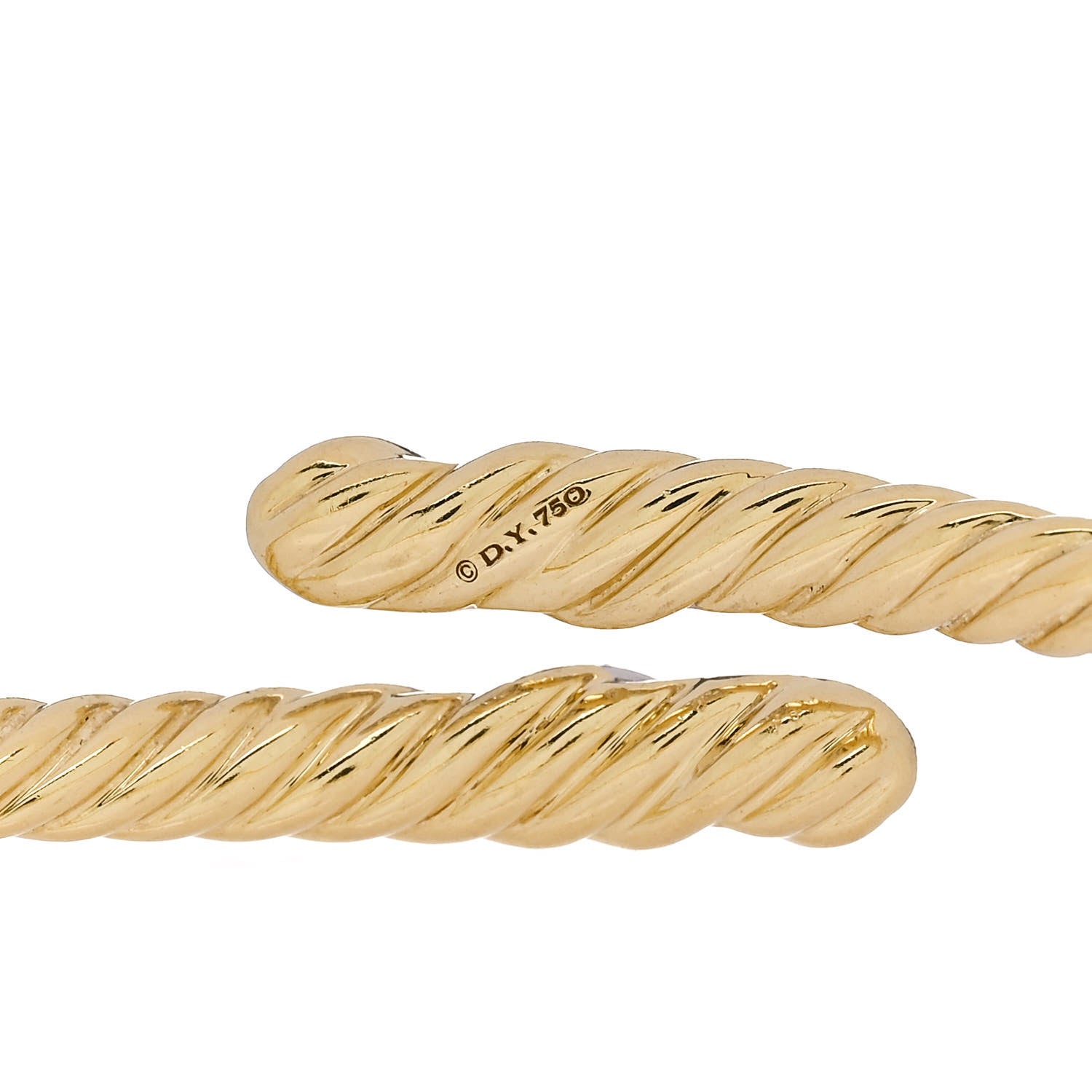 David Yurman 18K Yellow Gold Diamond Willow Bypass Bracelet 3 of 4