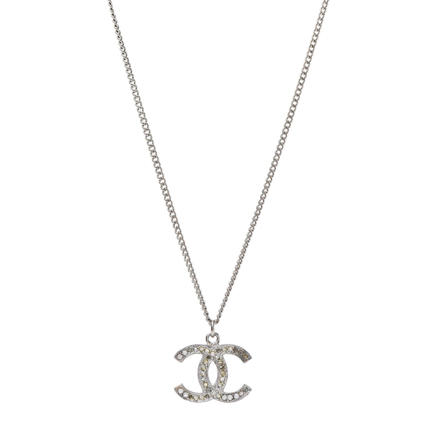 Crystal CC Pendant Necklace Silver