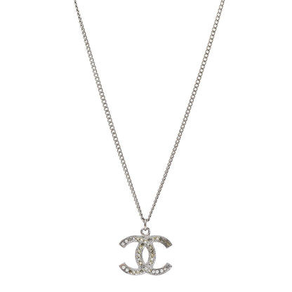 Chanel Crystal CC Pendant Necklace Silver 1 of 6