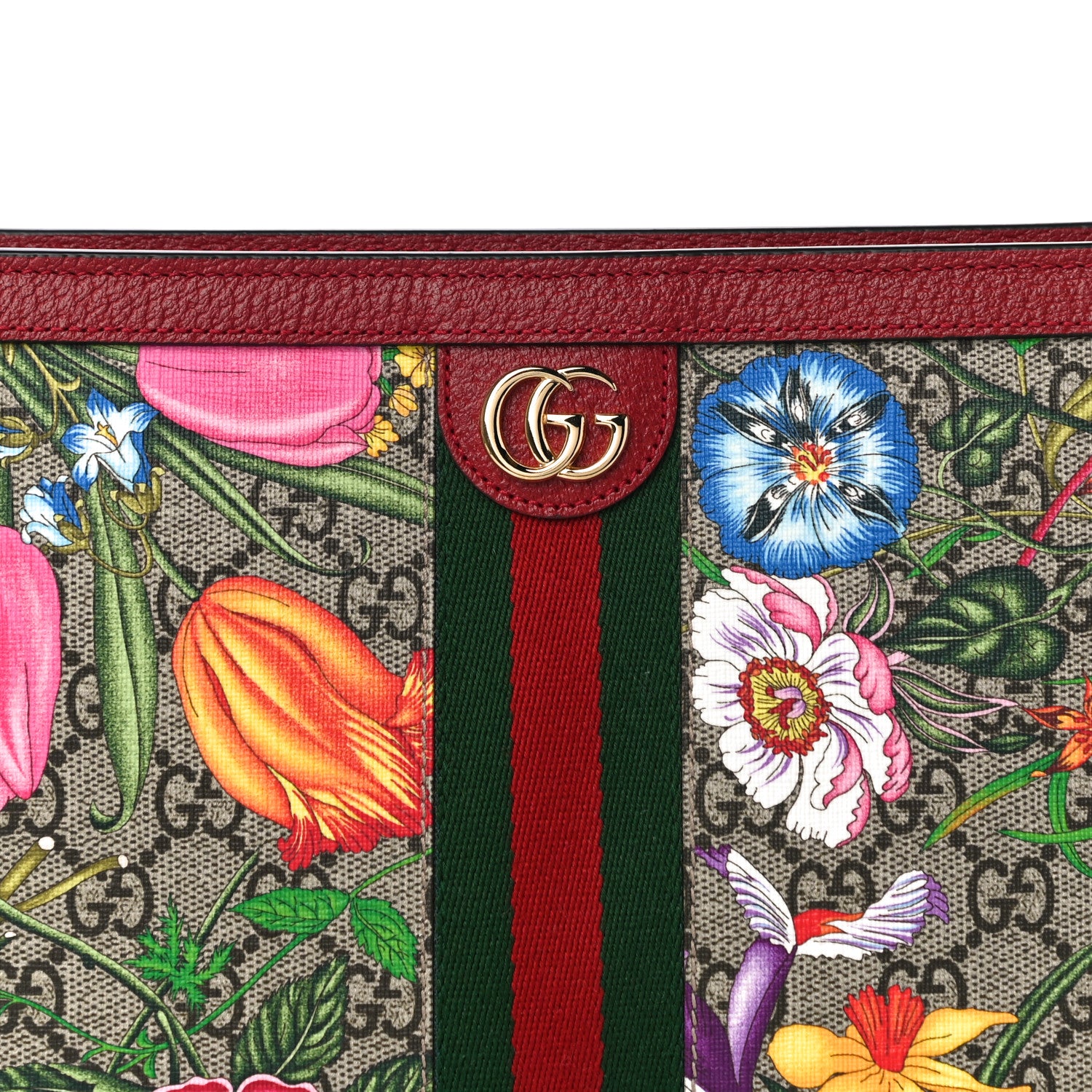 Gucci GG Supreme Monogram Flora Web Ophidia Pouch Red 8 of 10
