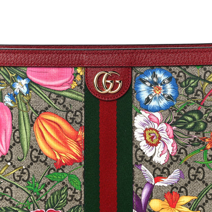 Gucci GG Supreme Monogram Flora Web Ophidia Pouch Red 8 of 10