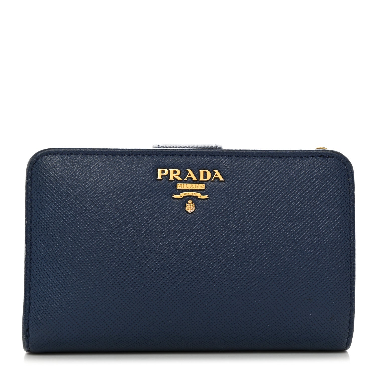 Prada Saffiano Metal Compact Wallet Bluette 1 of 15