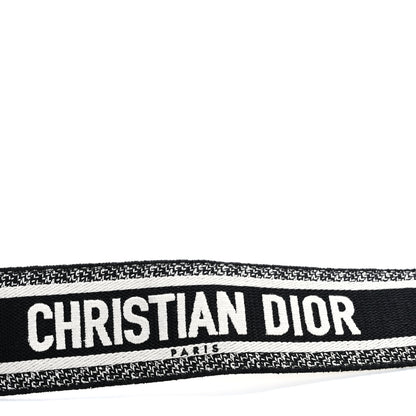 Christian Dior Canvas Embroidered Shoulder Strap Black White 3 of 4