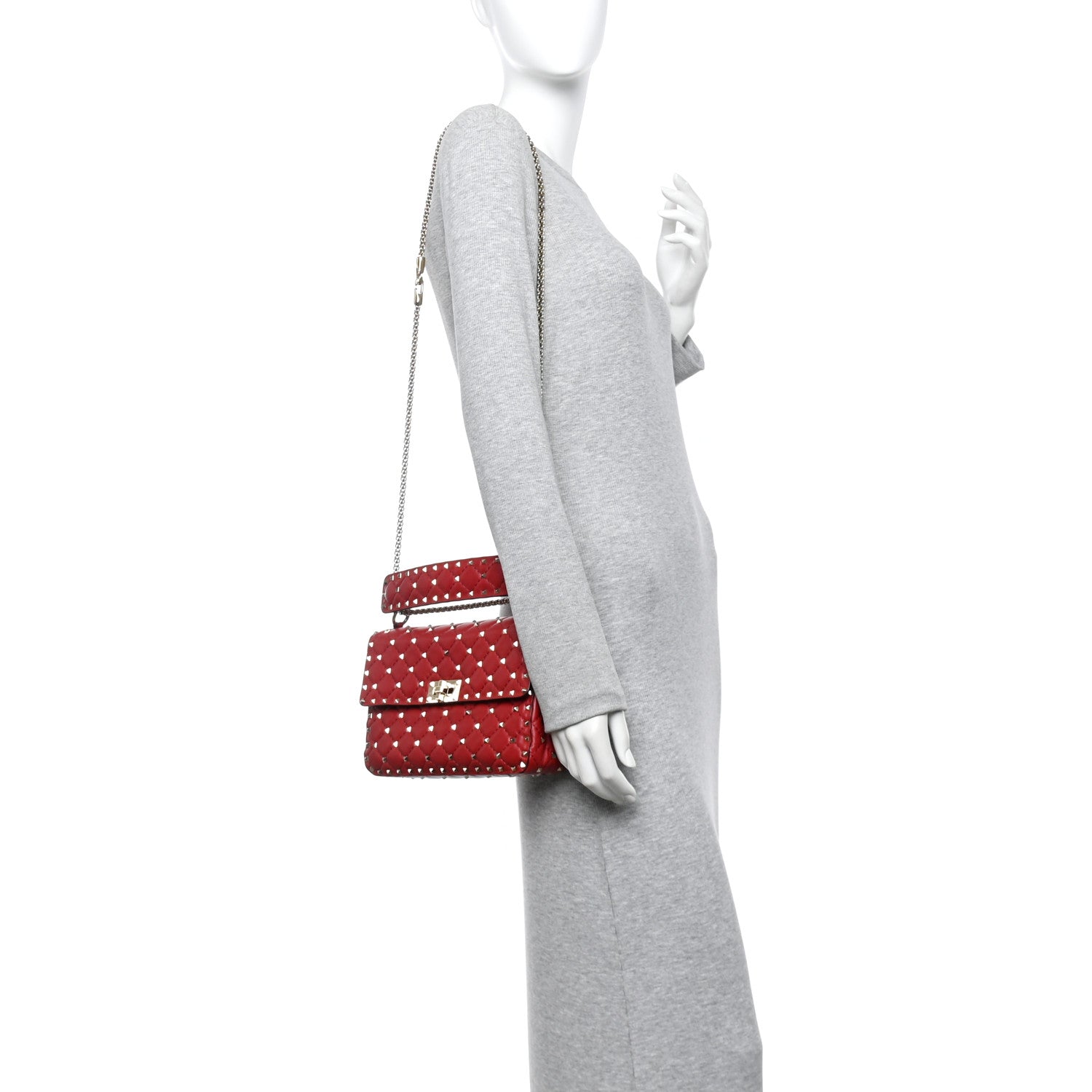 Valentino Garavani Nappa Medium Rockstud Spike Shoulder Bag Rosso Valentino 2 of 9