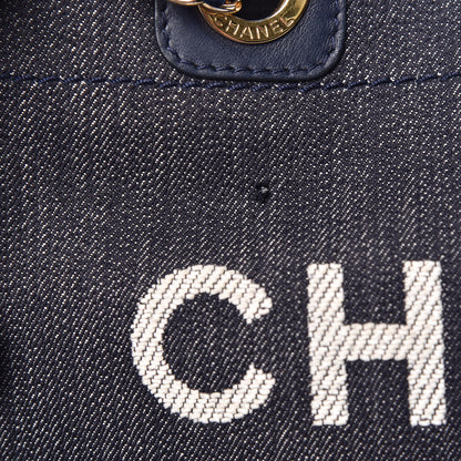Chanel Denim Small Deauville Tote Dark Blue 10 of 19