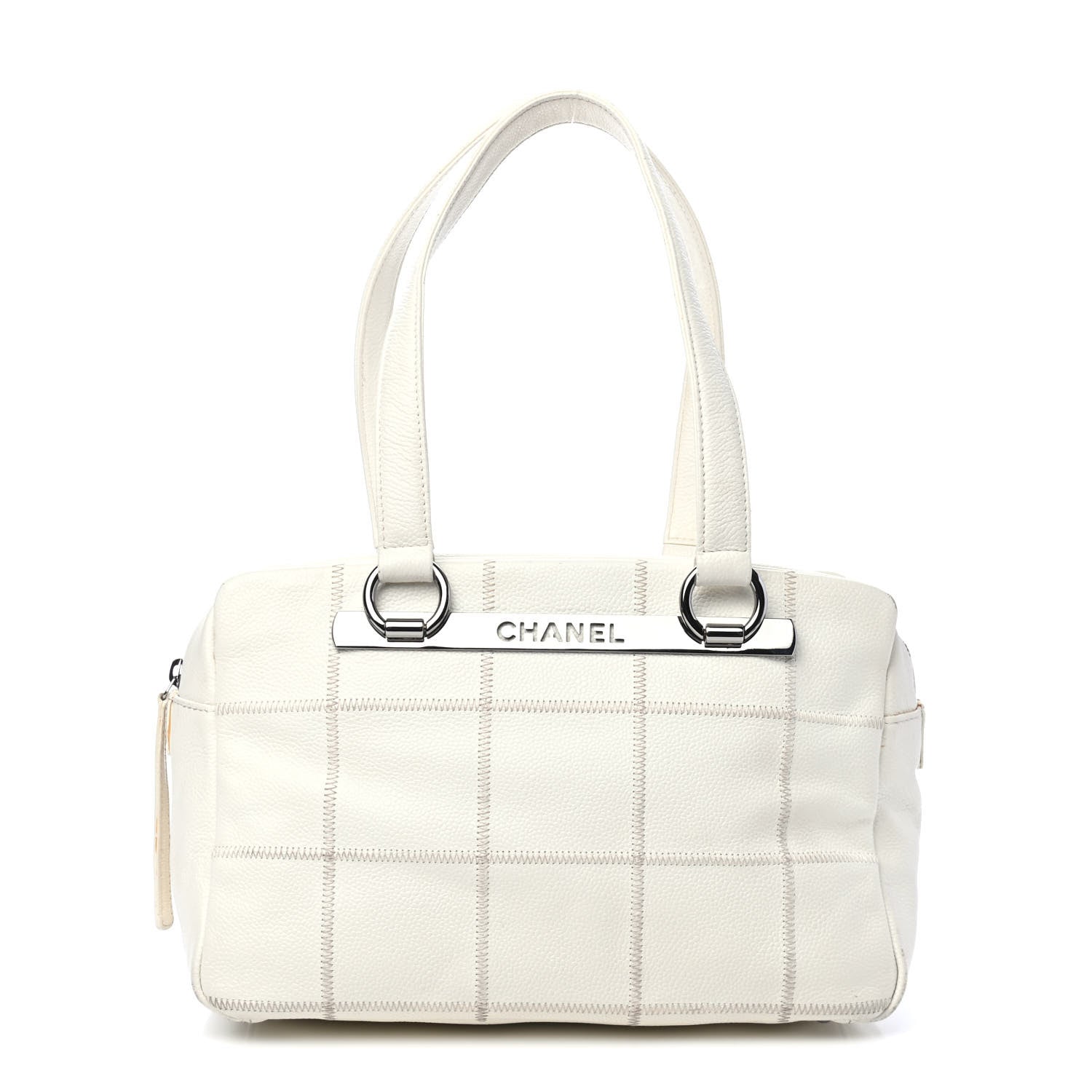 Chanel Caviar Square Stitched Bowler White 1 of 5