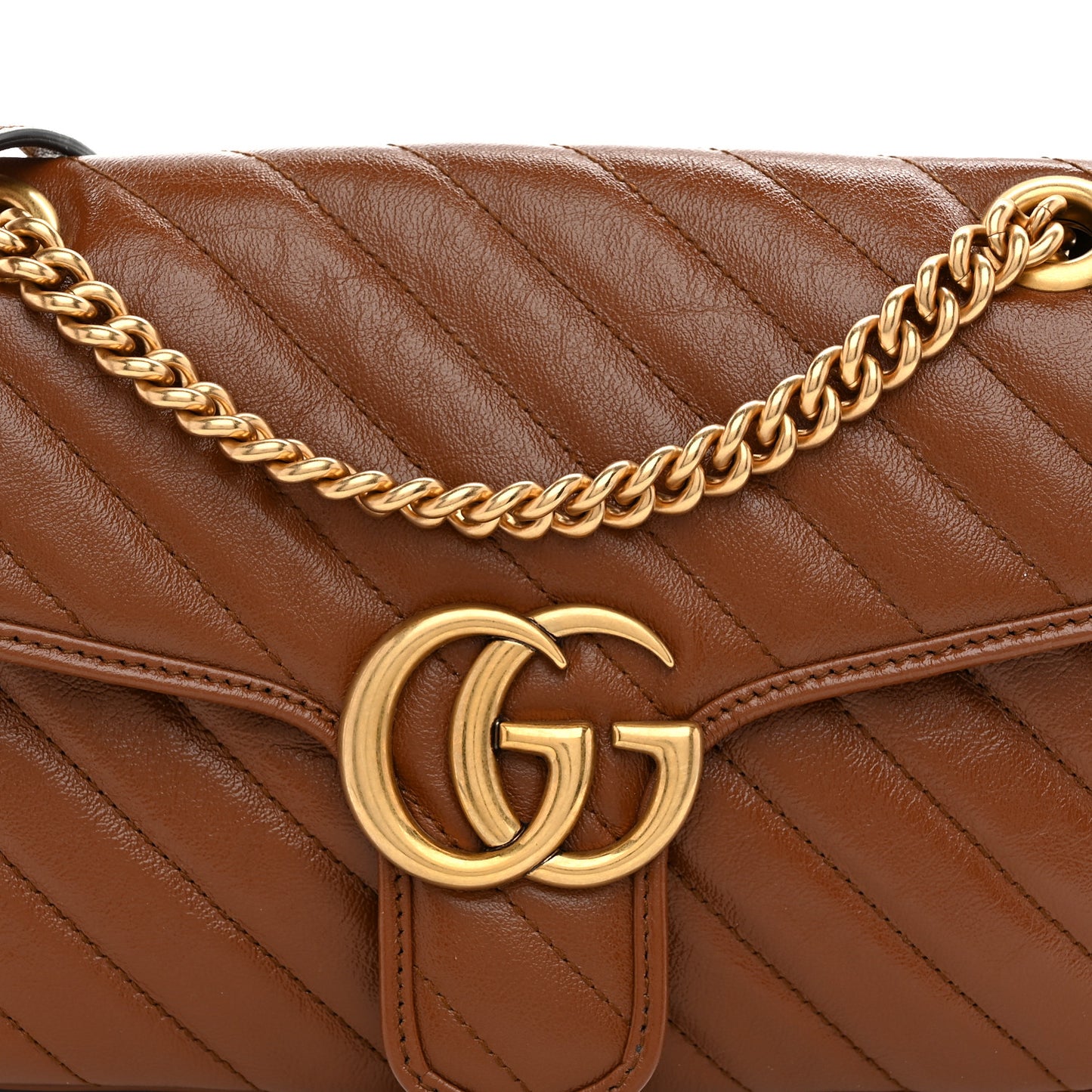 Azalea Calfskin Matelasse Diagonal Small GG Marmont Shoulder Bag Cuir