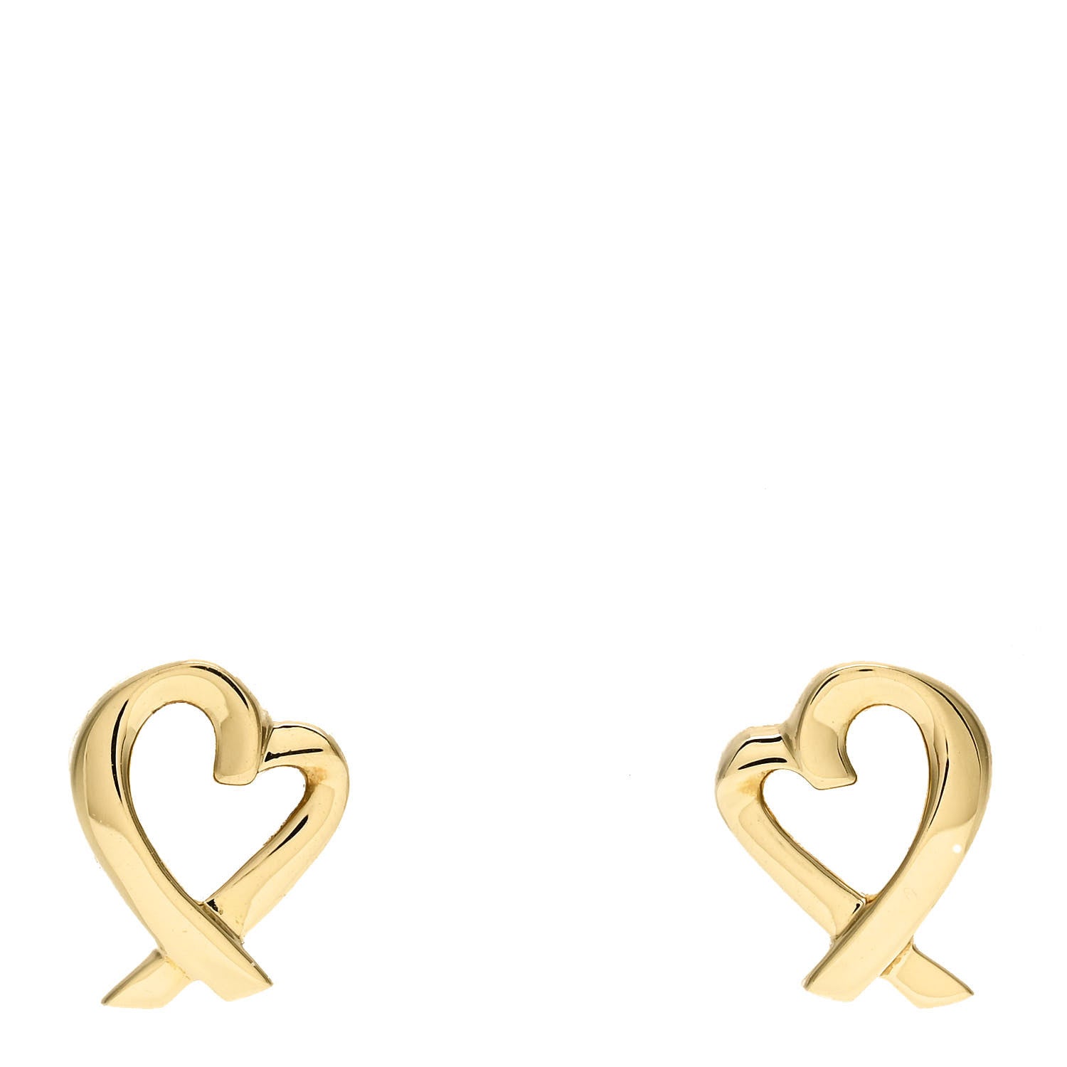 Tiffany 18K Yellow Gold Mini Paloma Picasso Loving Heart Earrings 1 of 4