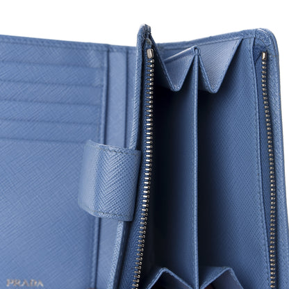 Prada Saffiano Metal Compact Wallet Bluette Mare 5 of 8